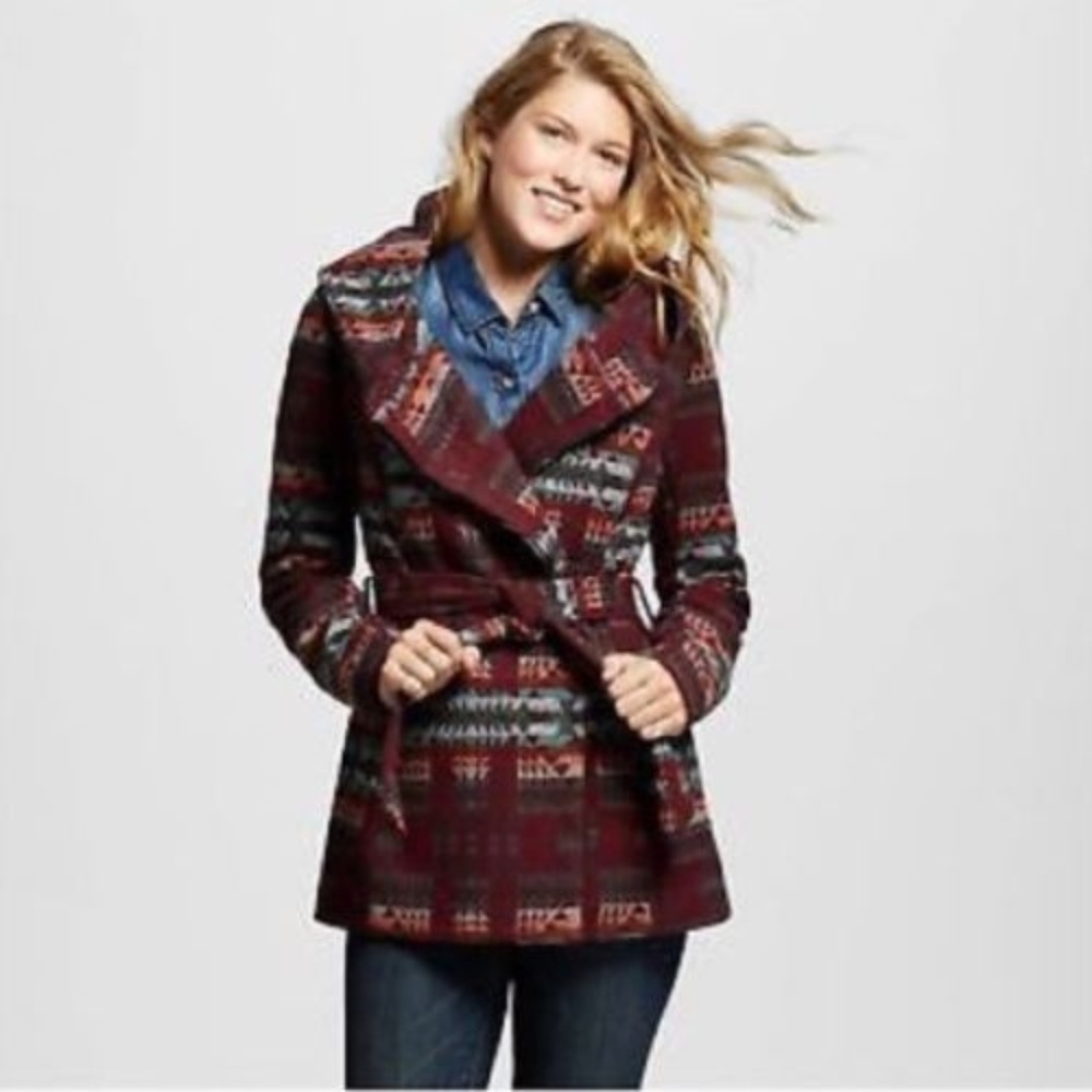 Mossimo Faux Wool Aztec/Tribal Wrap/Button Jacket